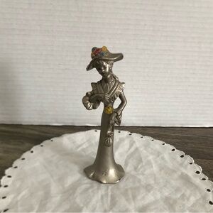 Vtg Peltro Italy Pewter Lady with Flower Hat Figurine